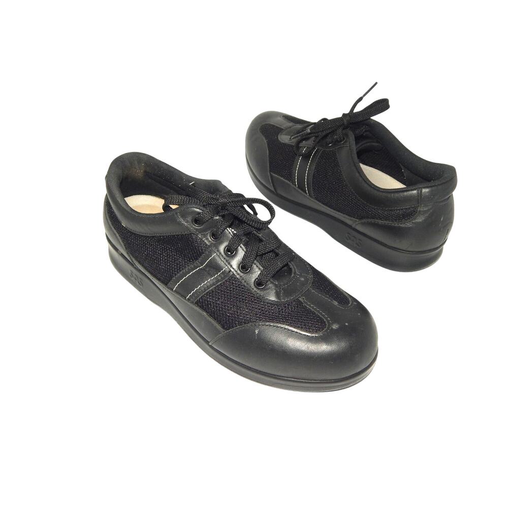 Sas Walking Sneakers Size 7.5 WW Reverie Women Black Mesh Leather